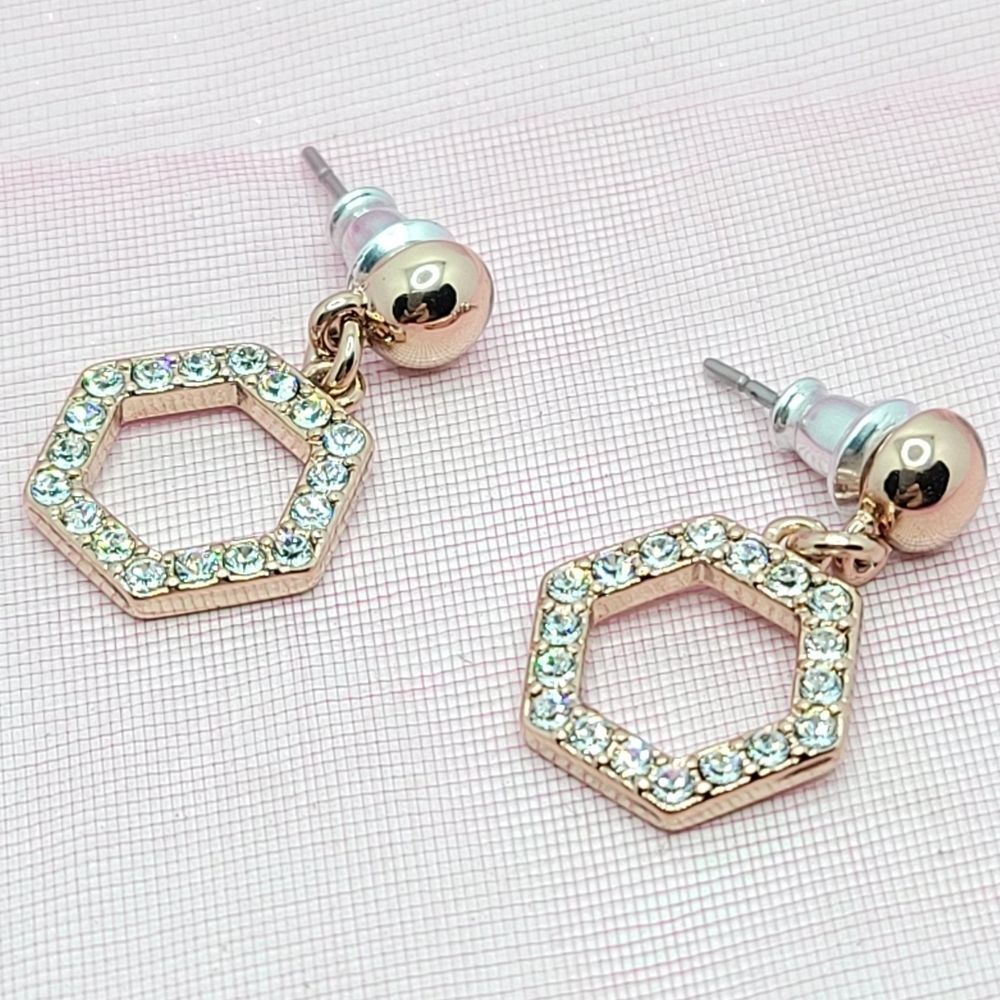 3/$30 🖤 NEW O2 ORIGAMI OWL Rose Gold Hex Earrings with Swarovski Crystals